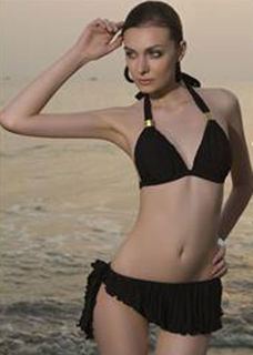 Pleated Gold Trim Bikini